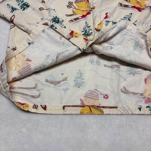 Nick & Nora Vintage Christmas Skiing Rubber Duckie Flannel Pajama Set Size XL - Picture 8 of 15